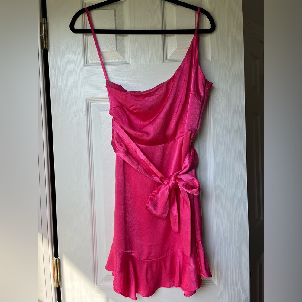 Angel Biba One Shoulder Pink Minidress